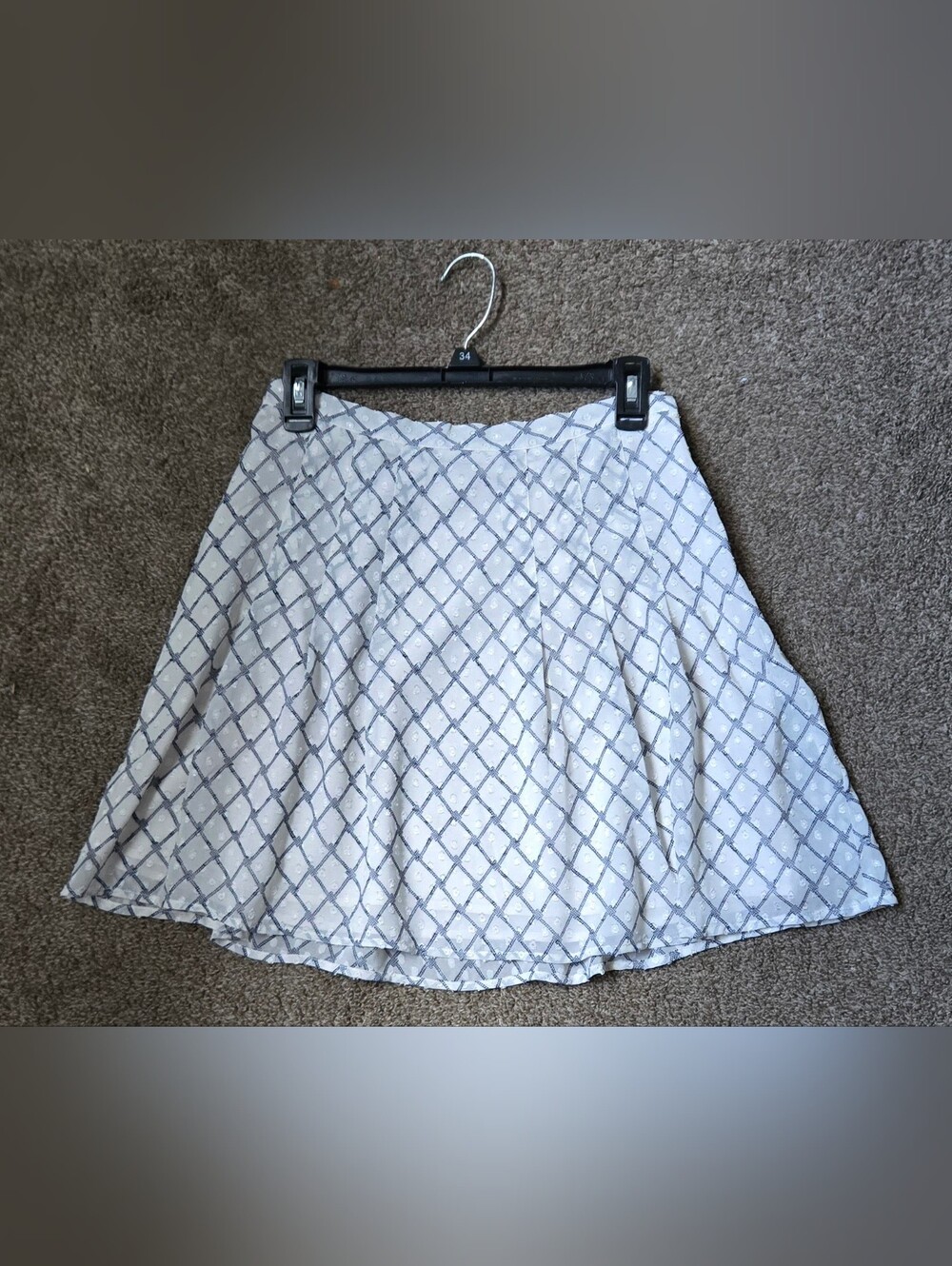 Women's Banana Republic White Patterned A-Line Skirt